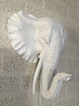 Mooie witte olifantenkop wandornament, olifant decoratie
